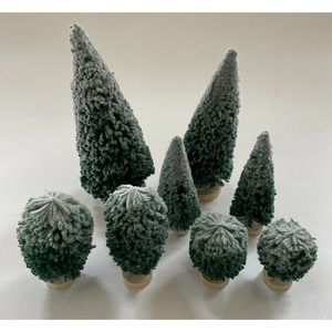 Vintage Dept. 56 Bottle Brush Trees‎ Lot 8 Christmas Village 2.5-8” Round Base